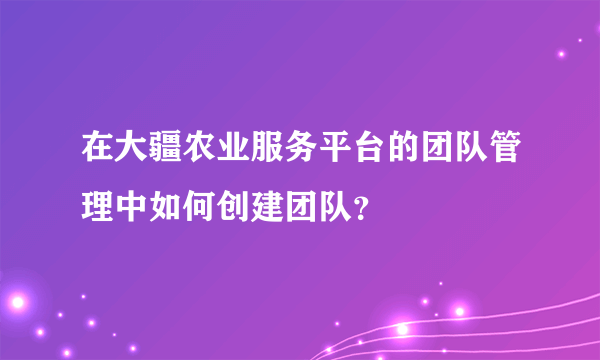 在大疆农业服务平台的团队管理中如何创建团队？