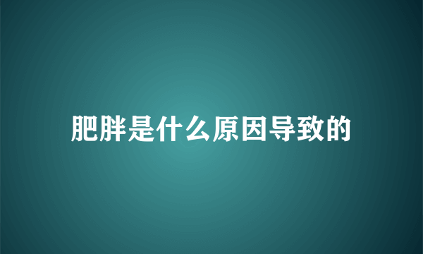 肥胖是什么原因导致的