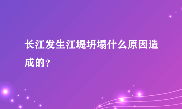 长江发生江堤坍塌什么原因造成的？