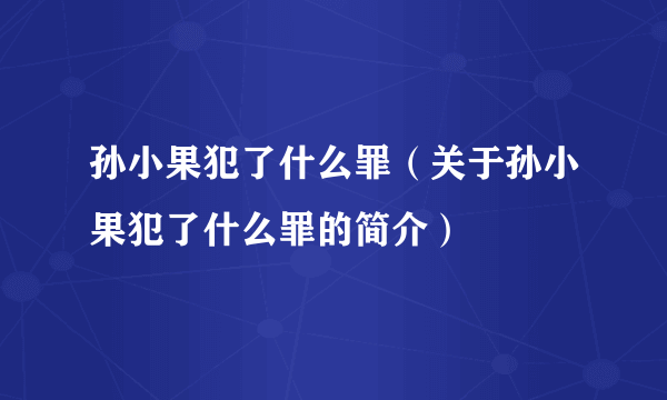 孙小果犯了什么罪（关于孙小果犯了什么罪的简介）