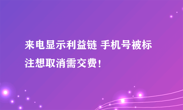 来电显示利益链 手机号被标注想取消需交费！