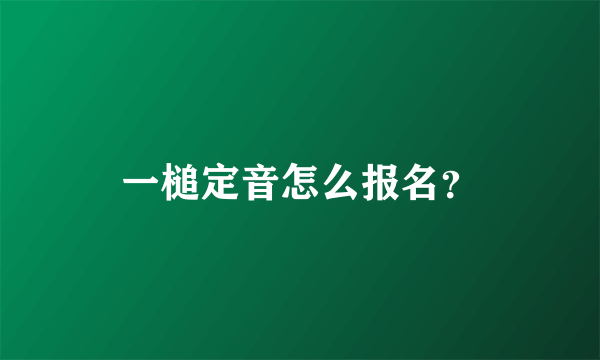 一槌定音怎么报名？