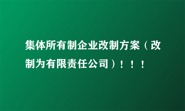 集体所有制企业改制方案（改制为有限责任公司）！！！