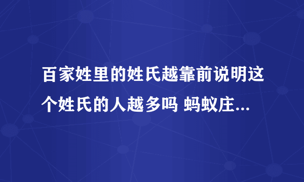 百家姓里的姓氏越靠前说明这个姓氏的人越多吗 蚂蚁庄园今日答案10月29日