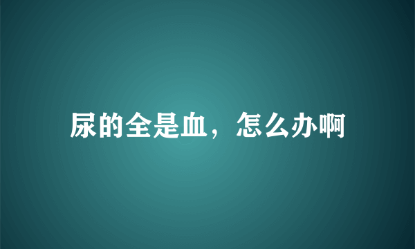 尿的全是血，怎么办啊