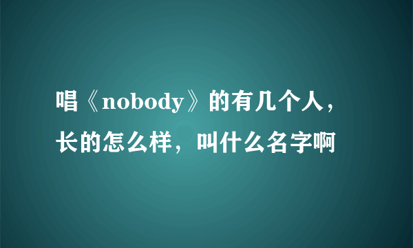 唱《nobody》的有几个人，长的怎么样，叫什么名字啊