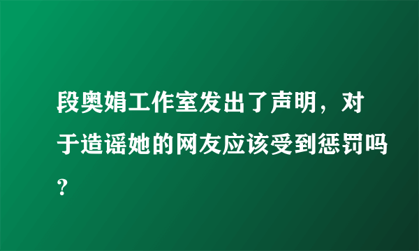 段奥娟工作室发出了声明，对于造谣她的网友应该受到惩罚吗？